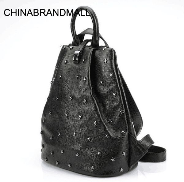 punky style women stud cow skin genuine leather soft school backpack
punky style women stud cow skin genuine leather soft school backpack