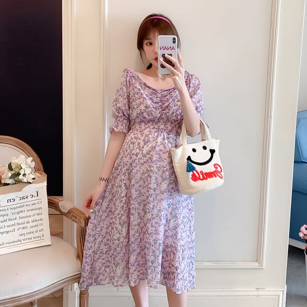 2041# summer korean fashion maternity dress v neck slim high waist clothes for pregnant women elegant floral chiffon pregnancy, White
2041# summer korean fashion maternity dress v neck slim high waist clothes for pregnant women elegant floral chiffon pregnancy, White
