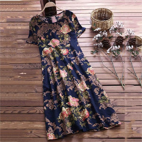 womens casual plus size dress loose linen short sleeve flower print tunic dresses woman party night vestidos verano 2019 new, Black;gray
womens casual plus size dress loose linen short sleeve flower print tunic dresses woman party night vestidos verano 2019 new, Black;gray