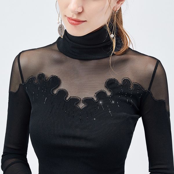 new design women's winter slim casual charming sreathable sfot fancy texture vintage mesh splicing stand collar long sleeve t-shirt, White
new design women's winter slim casual charming sreathable sfot fancy texture vintage mesh splicing stand collar long sleeve t-shirt, White