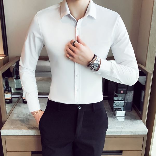 shirt summer new men's business casual shirt men's long sleeve solid color fashion simple quality fabric slim stretch, White;black
shirt summer new men's business casual shirt men's long sleeve solid color fashion simple quality fabric slim stretch, White;black