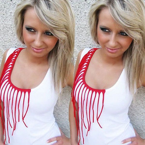 2017 new women summer bandage vest sleeveless tassel blusa casual tank t shirt, White
2017 new women summer bandage vest sleeveless tassel blusa casual tank t shirt, White