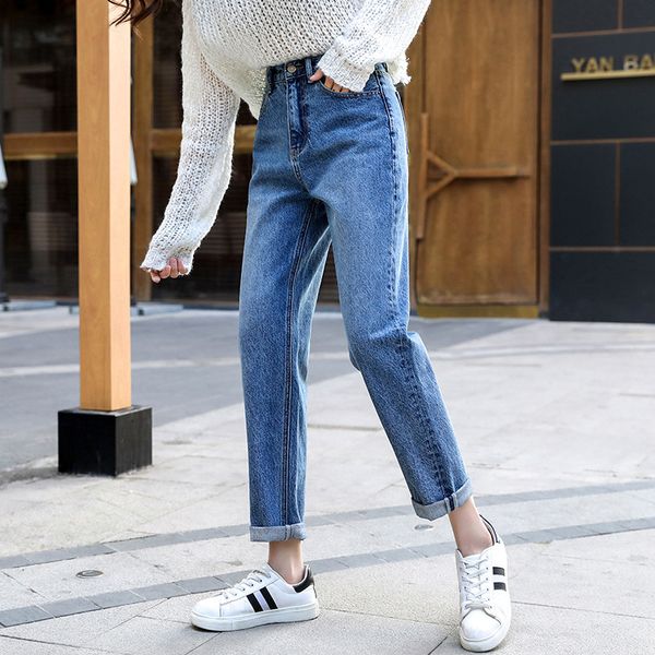women casual jeans 2019 new fashion spring female version high waist loose thin nine pants trousers rolled side straight jeans, Blue
women casual jeans 2019 new fashion spring female version high waist loose thin nine pants trousers rolled side straight jeans, Blue