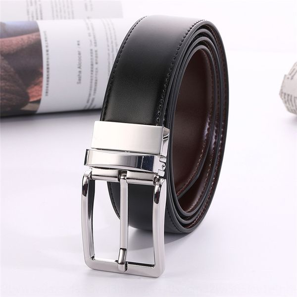 men's genuine leather rotary pin casual pants buckle belt double-sided 138-stripe casual trousers belt, Black;brown 
men's genuine leather rotary pin casual pants buckle belt double-sided 138-stripe casual trousers belt, Black;brown