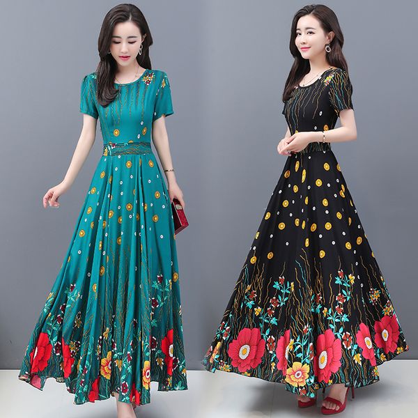 wholesale fashion summer women's new slim round neck short sleeve bohemian temperament big swing skirt cotton silk dress, Black;gray
wholesale fashion summer women's new slim round neck short sleeve bohemian temperament big swing skirt cotton silk dress, Black;gray