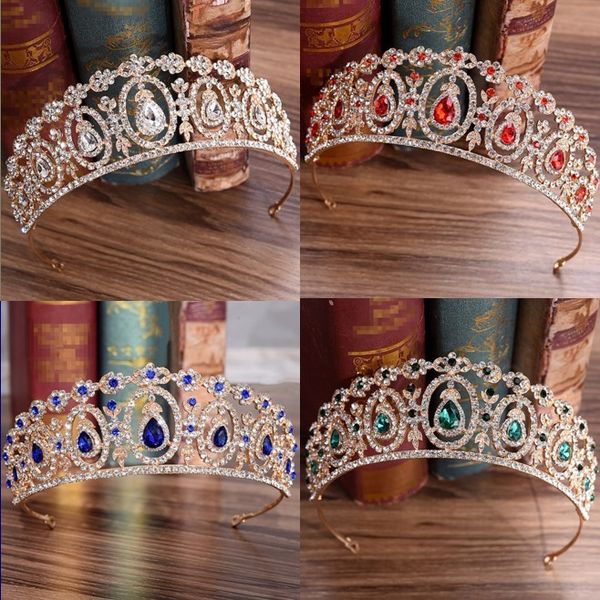Baroque Vintage Gold Tiaras And Crowns Handmade Red Blue Green Crystal Rhinestone Bridal Hair Accessories Wedding Queen Diadems
Baroque Vintage Gold Tiaras And Crowns Handmade Red Blue Green Crystal Rhinestone Bridal Hair Accessories Wedding Queen Diadems