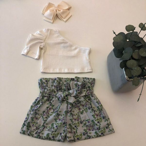 uk 2pcs kids baby girl one-shoulder vest crop flower shorts clothes sunsuit set 0-5t, White
uk 2pcs kids baby girl one-shoulder vest crop flower shorts clothes sunsuit set 0-5t, White