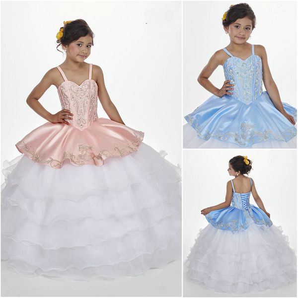 2019 luxury embroidery beaded flower girl dresses organza spaghetti straps lace up back tiered skirt blush party gowns mq4010, White;blue
2019 luxury embroidery beaded flower girl dresses organza spaghetti straps lace up back tiered skirt blush party gowns mq4010, White;blue