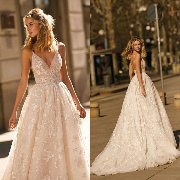 berta beloved wedding dresses spaghetti straps full appliques bridal gowns open back sweep train a line wedding dress robe de mariee, White
berta beloved wedding dresses spaghetti straps full appliques bridal gowns open back sweep train a line wedding dress robe de mariee, White