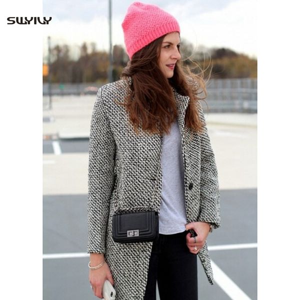 women's windbreaker overcoats woolen coat ladies long coat female winter elegant women coats casual plaid warm outwear, Black
women's windbreaker overcoats woolen coat ladies long coat female winter elegant women coats casual plaid warm outwear, Black