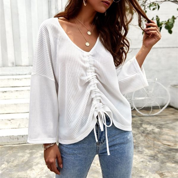2019 vintage solid sweater women casual v-neck long sleeve loose womens clothing fashion drawstring bow workout sweaters female, White;black
2019 vintage solid sweater women casual v-neck long sleeve loose womens clothing fashion drawstring bow workout sweaters female, White;black