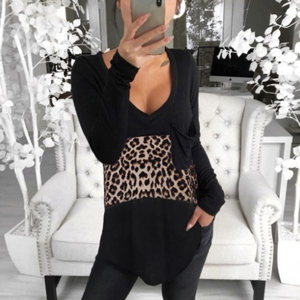 35#blouse women v collar leopard print splice long-sleeved loose ladies plus size shirt blusas mujer de moda 2019, White
35#blouse women v collar leopard print splice long-sleeved loose ladies plus size shirt blusas mujer de moda 2019, White