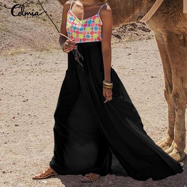 plus size summer dress 2020 celmia women bohemian print maxi long sundress casual loose sleeveless straps party vestidos, Black;gray
plus size summer dress 2020 celmia women bohemian print maxi long sundress casual loose sleeveless straps party vestidos, Black;gray