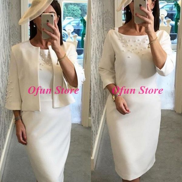 elegant sheath knee length mother of the bride dresses with jacket satin 3/4 long sleeve pearls wedding guest dress, Black;red
elegant sheath knee length mother of the bride dresses with jacket satin 3/4 long sleeve pearls wedding guest dress, Black;red