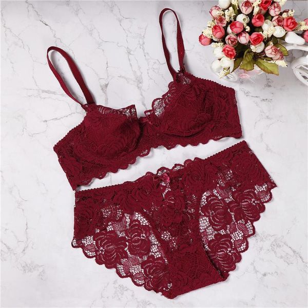 2018 thin bra and panties large size underwear women set transparent plus size feminino, Red;black
2018 thin bra and panties large size underwear women set transparent plus size feminino, Red;black
