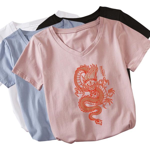 korean style women t shirt ladies dragon summer pattern shirts short sleeve v-neck casual punk harajuku t-shirt hip hop, White
korean style women t shirt ladies dragon summer pattern shirts short sleeve v-neck casual punk harajuku t-shirt hip hop, White