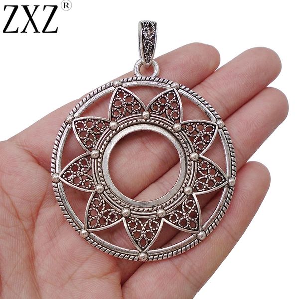 zxz 2pcs antique silver large open flower round charms pendants settings for 25mm round cabochon jewelry making findings
zxz 2pcs antique silver large open flower round charms pendants settings for 25mm round cabochon jewelry making findings