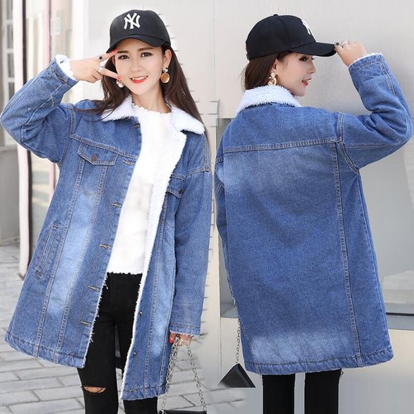 winter jean jacket women oversized crop denim jackets vintage long sleeve jacket casual loose coat warm fur women chaqueta mujer, Black;brown 
winter jean jacket women oversized crop denim jackets vintage long sleeve jacket casual loose coat warm fur women chaqueta mujer, Black;brown