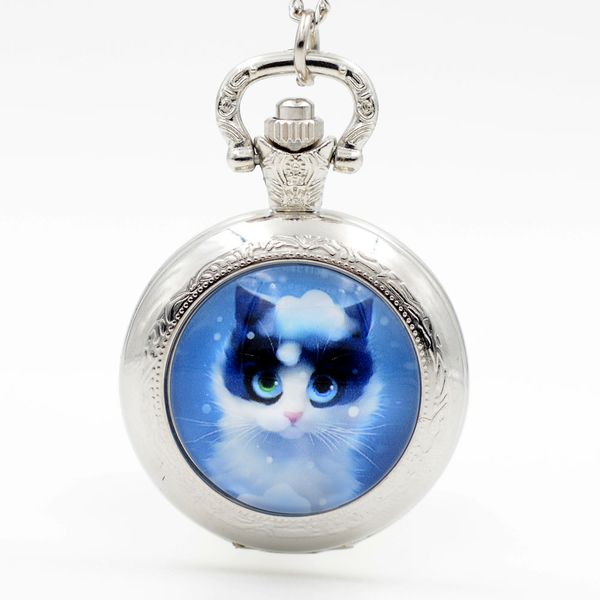 fashion lovely cute blue cat kitty black/silver/bronze quartz pocket watch analog pendant necklace men women watches girl gift, Slivery;golden
fashion lovely cute blue cat kitty black/silver/bronze quartz pocket watch analog pendant necklace men women watches girl gift, Slivery;golden