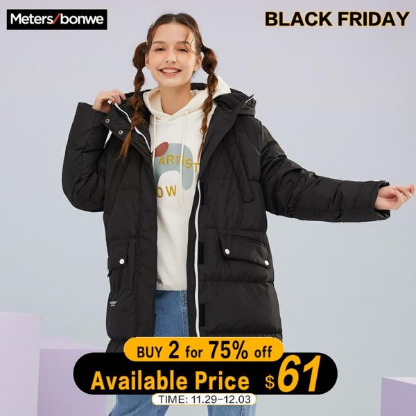metersbonwe 2019 winter woman mid-length hooded jacket white duck down female overcoat fashion trend warm outdoor down coat, Black
metersbonwe 2019 winter woman mid-length hooded jacket white duck down female overcoat fashion trend warm outdoor down coat, Black