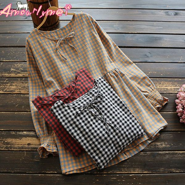 mori girl shirt 2019 spring autumn new women's loose o-neck bow lacing long sleeve casual cotton plaid blouse female, White
mori girl shirt 2019 spring autumn new women's loose o-neck bow lacing long sleeve casual cotton plaid blouse female, White