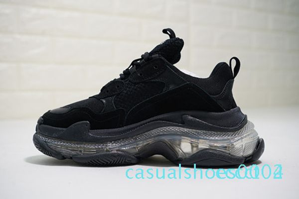 drop ship paris bottom triple-s leisure shoes dad shoes platform triple s sneakers for men womens kanye old grandpa trainer c02, Black