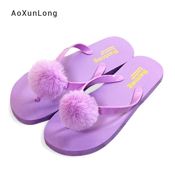 2019 summer new women furry ball flip flops home indoor plush colorful bathroom slippers female flat sole anti-skid flip flops, Black
2019 summer new women furry ball flip flops home indoor plush colorful bathroom slippers female flat sole anti-skid flip flops, Black