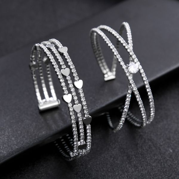2020 new trendy simple transparent crystal multi-layer bracelet for women hollow out opening love bow bangle female jewellery, Black
2020 new trendy simple transparent crystal multi-layer bracelet for women hollow out opening love bow bangle female jewellery, Black