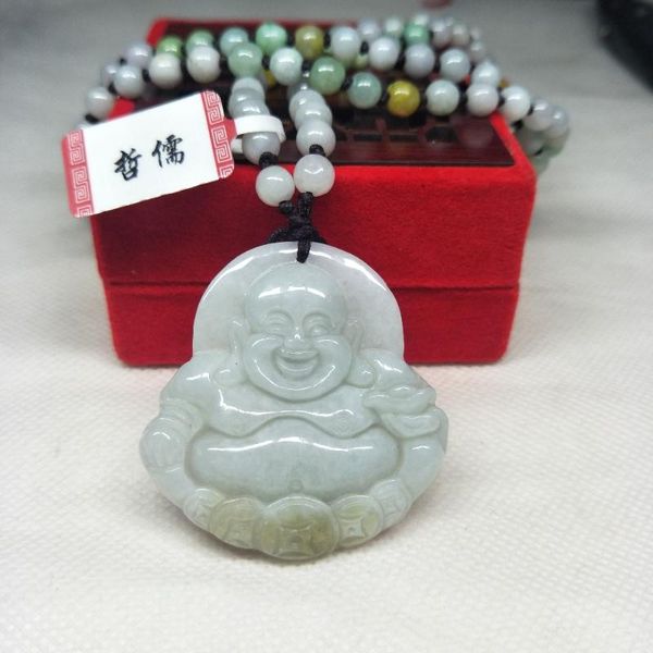 zheru jewelry pure natural jadeite double color laughing buddha pendant three-color jadeite bead necklace a class a national cer, Silver
zheru jewelry pure natural jadeite double color laughing buddha pendant three-color jadeite bead necklace a class a national cer, Silver