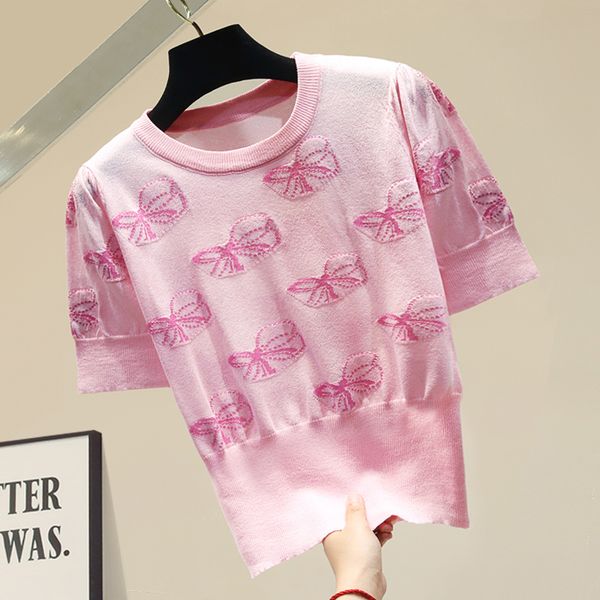 butterfly knit ice silk medium sleeve t-shirt loose t-shirt women's knitted 2020 new summer pink t shirt tees girls tee, White
butterfly knit ice silk medium sleeve t-shirt loose t-shirt women's knitted 2020 new summer pink t shirt tees girls tee, White