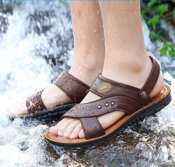 men's sandals men's leather sand shoes 2019 new summer trend sandals shoes middle-aged father shoes suitable work, Black
men's sandals men's leather sand shoes 2019 new summer trend sandals shoes middle-aged father shoes suitable work, Black