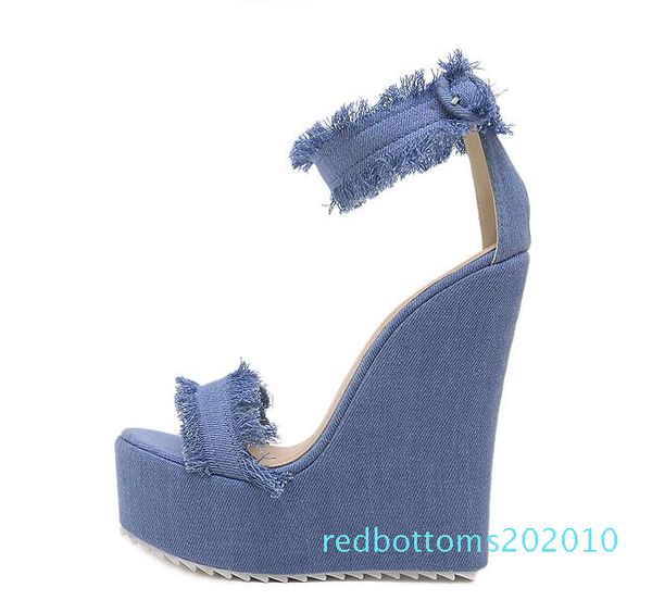 15cm denim blue cloth high heels platform wedges women summer shoes 2018 size 35 to 40 r10, Black
15cm denim blue cloth high heels platform wedges women summer shoes 2018 size 35 to 40 r10, Black