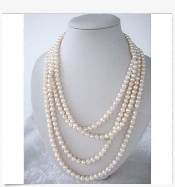 long 65" genuine 7-8mm natural white akoya cultured pearl hand knotted necklace, Silver
long 65" genuine 7-8mm natural white akoya cultured pearl hand knotted necklace, Silver