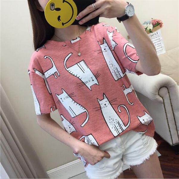 cute cartoon cat print t shirt women spring summer short sleeve round neck t-shirt woman casual slim fit t shirts women, White
cute cartoon cat print t shirt women spring summer short sleeve round neck t-shirt woman casual slim fit t shirts women, White