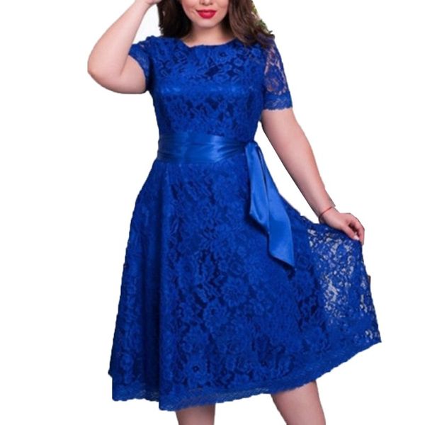 elegant style robe summer womens dress solid short sleeve 3 color o-neck lace sashes mid-calf length dresses plus size, Black;gray
elegant style robe summer womens dress solid short sleeve 3 color o-neck lace sashes mid-calf length dresses plus size, Black;gray