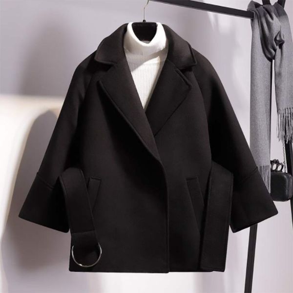 women coat outerwear winter clothing fashion elegant korean female woolen jacket coat belt windbreaker woolen warm overcoat, Black
women coat outerwear winter clothing fashion elegant korean female woolen jacket coat belt windbreaker woolen warm overcoat, Black