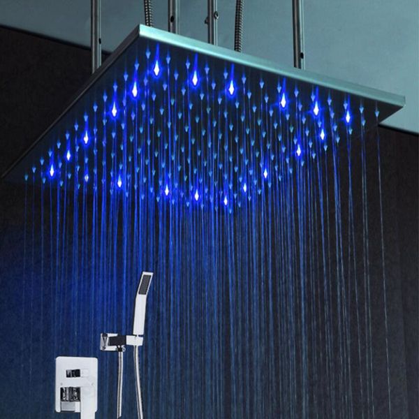 2 functions in wall conceal shower mixer set ceiling mounted led water power rain big shower head panel 24 inch 304 stainless steel
2 functions in wall conceal shower mixer set ceiling mounted led water power rain big shower head panel 24 inch 304 stainless steel