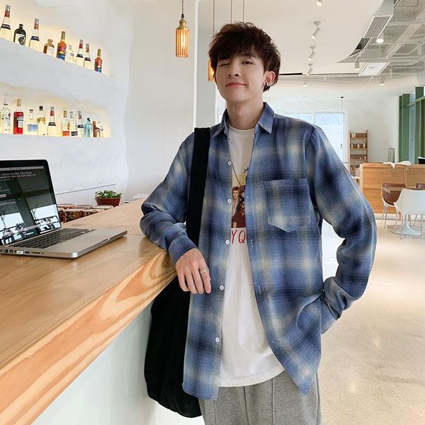 2019 spring autumn flannel men plaid shirt long sleeve men's warm casual shirts british cotton mens check shirt streetwear, White;black