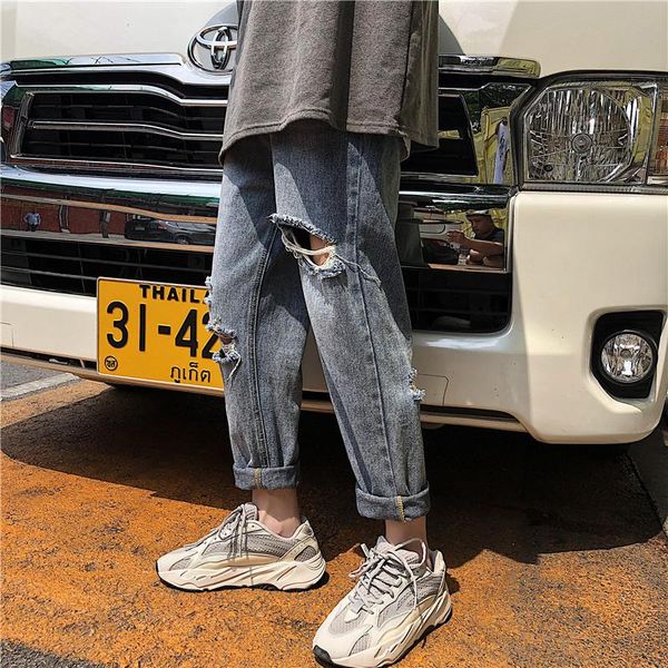 2019 ins men pants casual mens hip hop rap male trousers street jeans japan straight full close-fitting breathing loose pant, Blue
2019 ins men pants casual mens hip hop rap male trousers street jeans japan straight full close-fitting breathing loose pant, Blue
