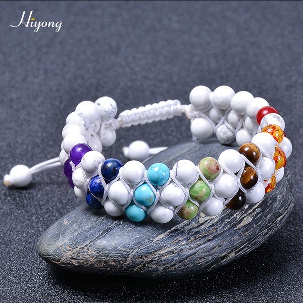 7 chakra bracelet natural white howlite stone beads bracelets for women men healing three-layer bracelet fashion jewelry gift, Black
7 chakra bracelet natural white howlite stone beads bracelets for women men healing three-layer bracelet fashion jewelry gift, Black