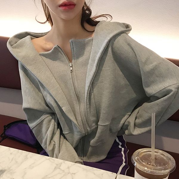 women autumn hoodie 2019 korean fashion causal plain zipper sweatshirts pullovers loose thick short coat outwear black
women autumn hoodie 2019 korean fashion causal plain zipper sweatshirts pullovers loose thick short coat outwear black