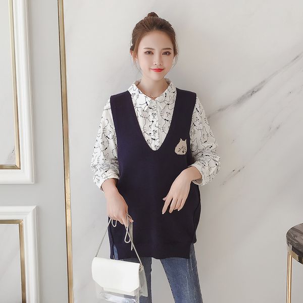 women autumn 2018 new women's clothing han edition v-neck kitten 0821 jacquard loose sleeveless knitted vest female, Black;white
women autumn 2018 new women's clothing han edition v-neck kitten 0821 jacquard loose sleeveless knitted vest female, Black;white