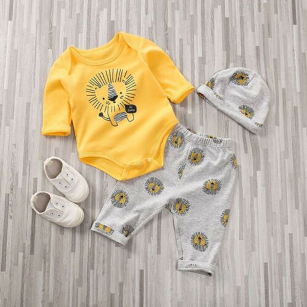new fashion kids baby boy lion print long sleeve cotton casual romper pants hat casual clothes 3f17, White
new fashion kids baby boy lion print long sleeve cotton casual romper pants hat casual clothes 3f17, White