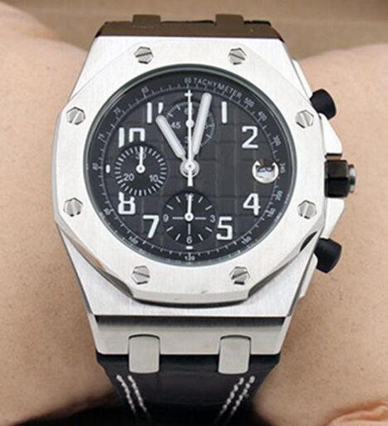 workplace style 42mm royal oak offshore leather band mens watch fine workmanship black dial man watches quartz chrono outdoor wristwatches, Slivery;brown
workplace style 42mm royal oak offshore leather band mens watch fine workmanship black dial man watches quartz chrono outdoor wristwatches, Slivery;brown