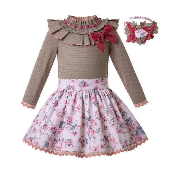 Autumn Girls Out Brown Dot Blouse + Flower Print Skirt Girl Clothing Set+Headband With Bow Children Clothing
Autumn Girls Out Brown Dot Blouse + Flower Print Skirt Girl Clothing Set+Headband With Bow Children Clothing