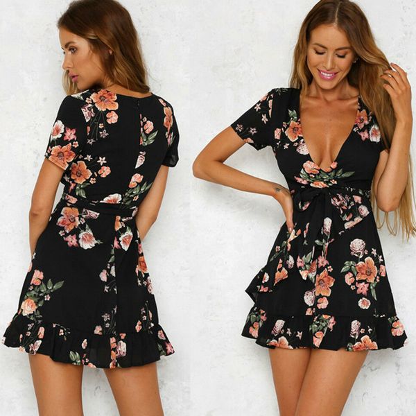 цветок boho женщины повседневная цветочный вечернее платье дамы с коротким рукавом v-образным вырезом элегантное платье леди пляж мини-плать, White;black
цветок boho женщины повседневная цветочный вечернее платье дамы с коротким рукавом v-образным вырезом элегантное платье леди пляж мини-плать, White;black