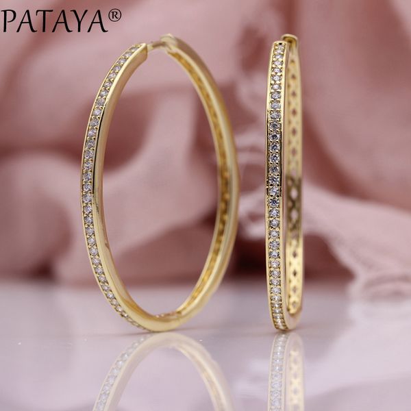 pataya new big circle earrings women fashion luxury hollow fine jewelry 585 rose gold white natural zircon oval dangle earrings, Silver
pataya new big circle earrings women fashion luxury hollow fine jewelry 585 rose gold white natural zircon oval dangle earrings, Silver