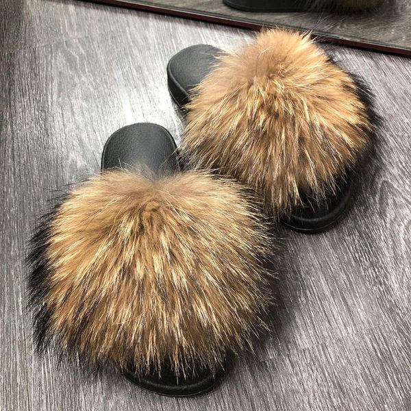 summer women narural raccoon fur slippers ladies real fur slides house slippers, Black
summer women narural raccoon fur slippers ladies real fur slides house slippers, Black