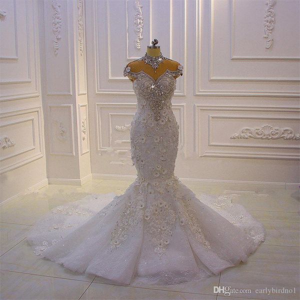 2020 new luxurious high neck crystal beaded mermaid wedding dresses vintage arabic dubai 3d flowers plus size bridal gown
2020 new luxurious high neck crystal beaded mermaid wedding dresses vintage arabic dubai 3d flowers plus size bridal gown