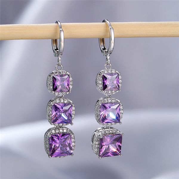female purple crystal stone earrings classic silver color hoop earrings dainty rainbow square wedding for women, Golden;silver
female purple crystal stone earrings classic silver color hoop earrings dainty rainbow square wedding for women, Golden;silver